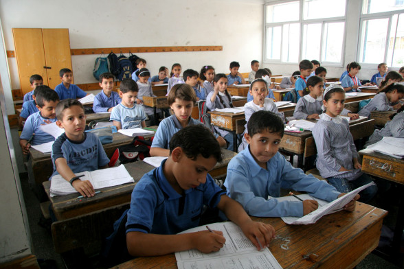 Palestinian mathematics class - UNRWA Gaza Elementary School in Gaza City